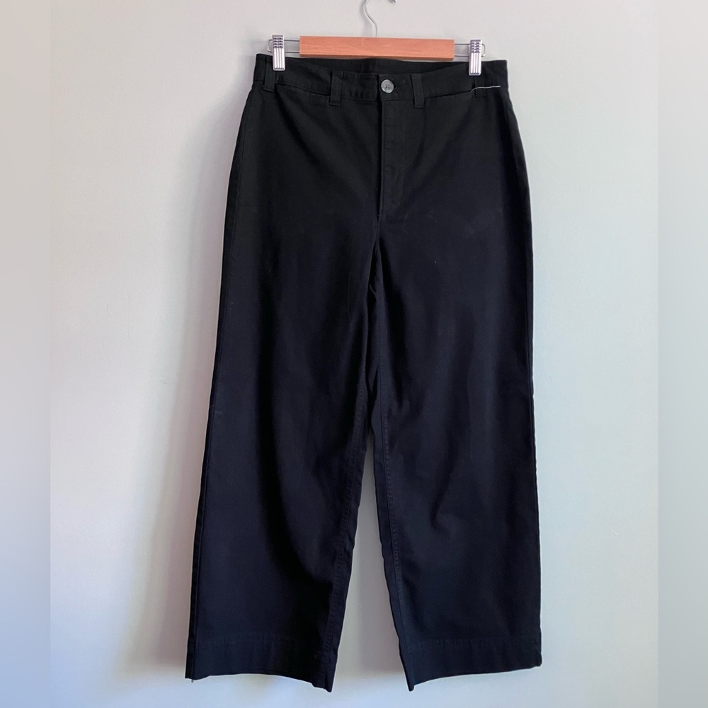 OLD NAVY High Rise Wide Leg Black Cotton Chino Style Pant Size 8 NWT